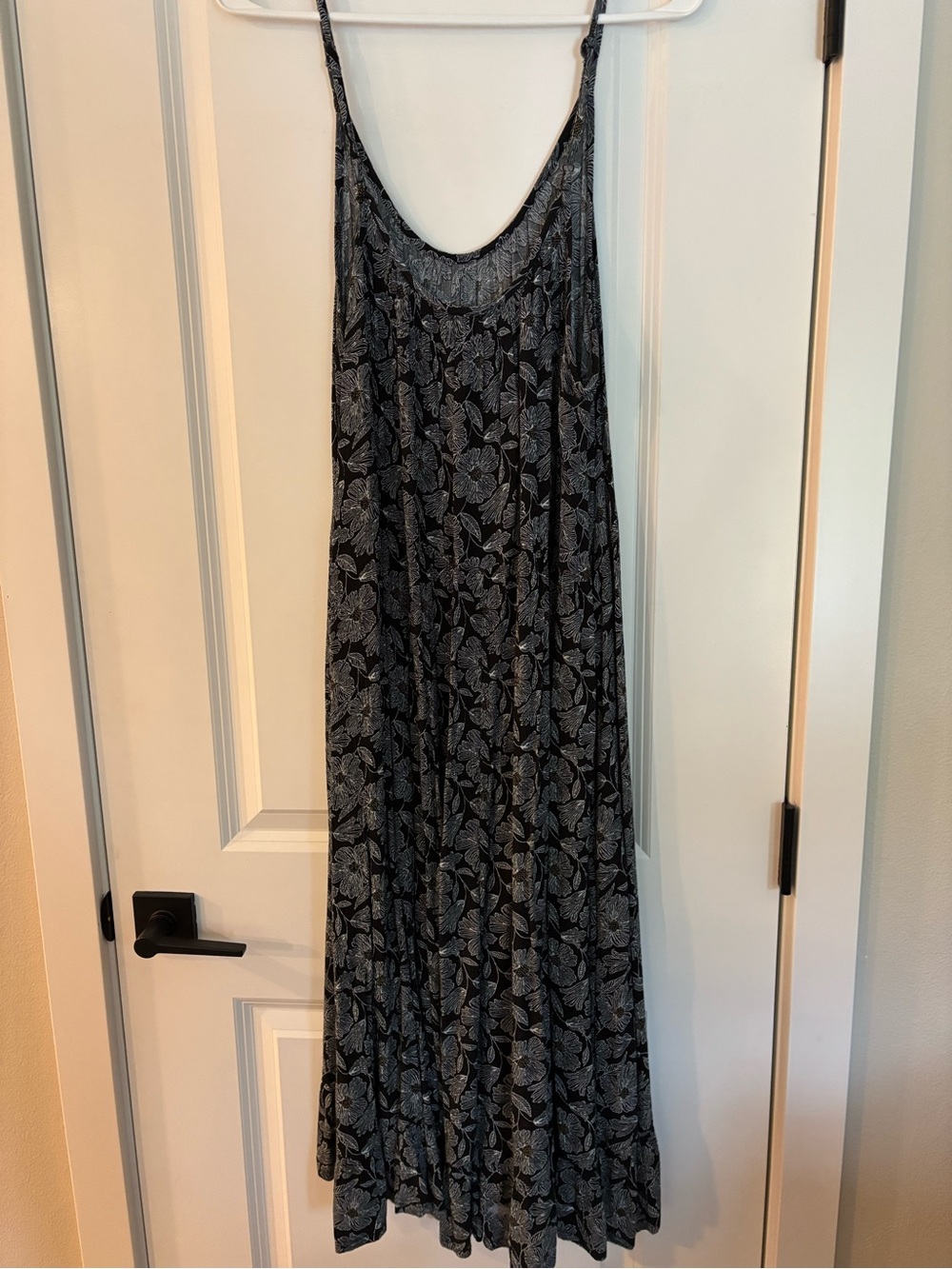 Black Floral Slip Dress with Adjustable Straps - Picture 2 of 3